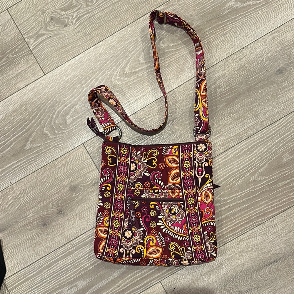 Vera Bradley Red and Pink Crossbody Bag with Bohemian Pattern